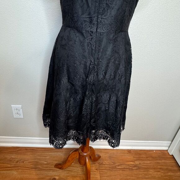 BB DAKOTA Rylin Black Lace Dress 12 Fit & Flare Cutout‎ Back Whimsigoth Cocktail - Picture 8 of 11